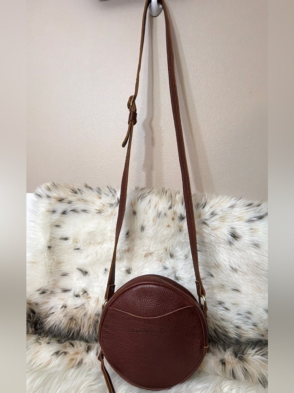 Portland Leather circle Brown Crossbody Bag